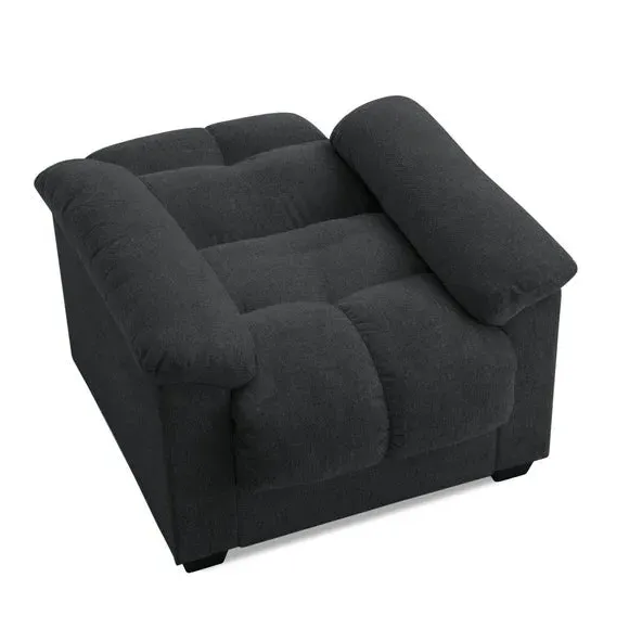 Reclining Armchair with Storage - Dark Grey, Chenille