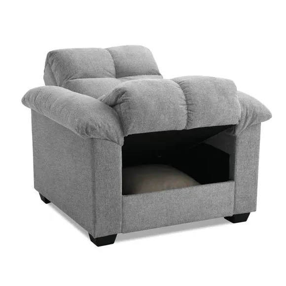 Reclining Armchair with Storage - Grey, Chenille