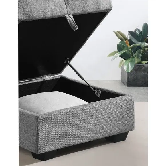 Storage Ottoman with Soft-Close - Grey, Chenille