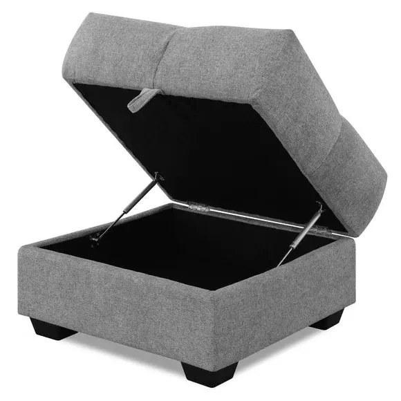 Storage Ottoman with Soft-Close - Grey, Chenille
