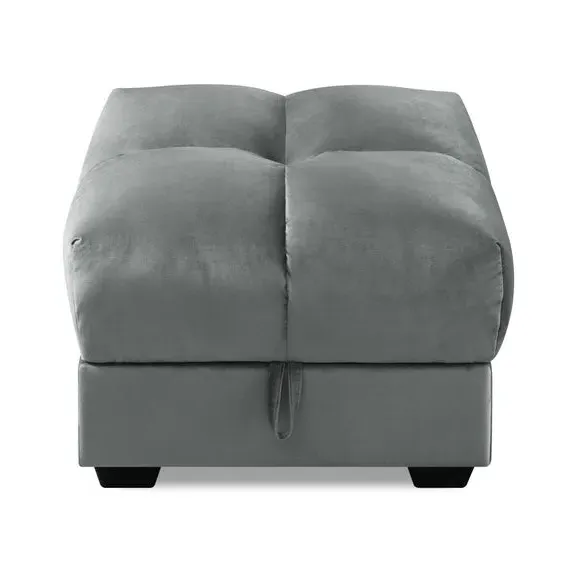 Storage Ottoman with Soft-Close - Grey, Velvet
