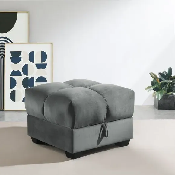 Storage Ottoman with Soft-Close - Grey, Velvet image