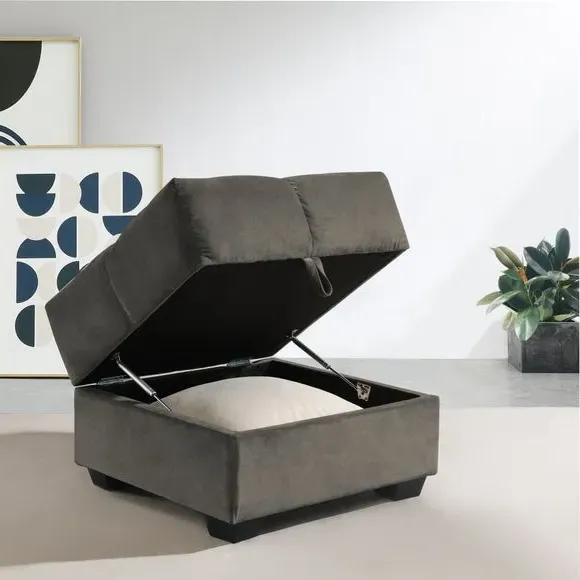 Storage Ottoman with Soft-Close - Mink, Velvet