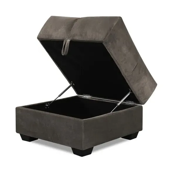 Storage Ottoman with Soft-Close - Mink, Velvet
