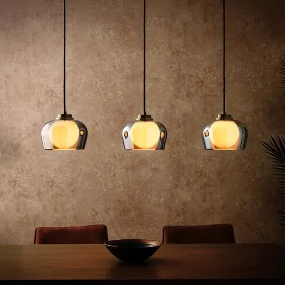 3-Light Adjustable Ceiling Light - Black, Glass