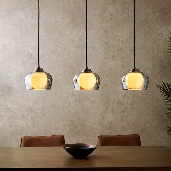 3-Light Adjustable Ceiling Light - Black, Glass image