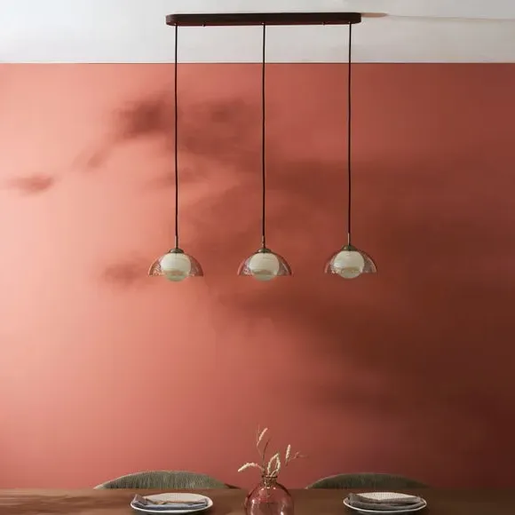 3-Light Ceiling Light Adjustable - Brass, Glass
