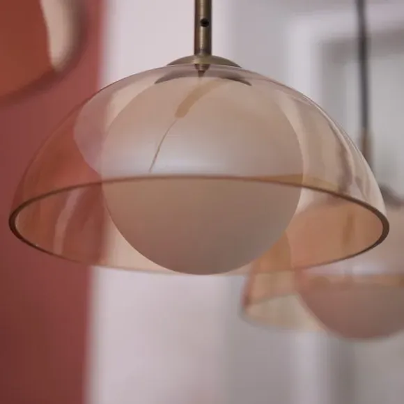 3-Light Ceiling Light Adjustable - Brass, Glass