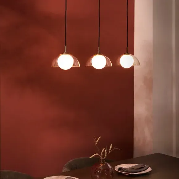 3-Light Ceiling Light Adjustable - Brass, Glass