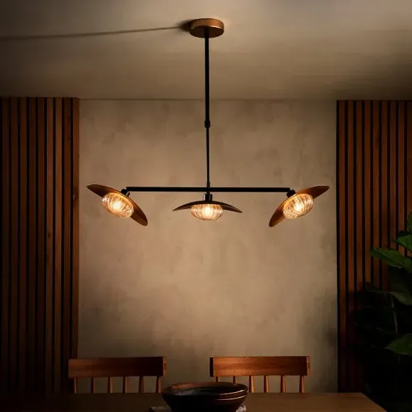 3-Light Ceiling Light with Adjustable Shades - Brass
