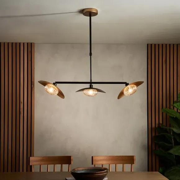 3-Light Ceiling Light with Adjustable Shades - Brass image