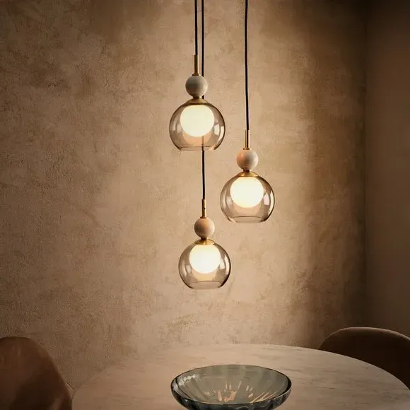 3-Light Cluster Ceiling Light - Black, Glass