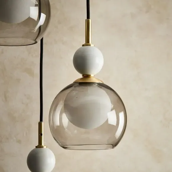 3-Light Cluster Ceiling Light - Black, Glass