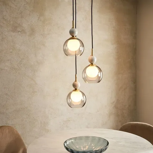 3-Light Cluster Ceiling Light - Black, Glass image