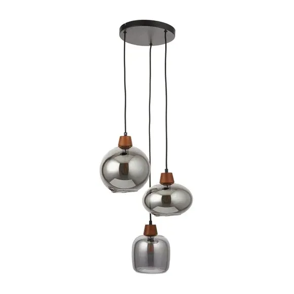 3-Light Cluster Ceiling Light - Black, Metal