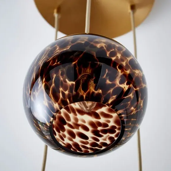 3-Light Cluster Ceiling Light - Brown, Glass