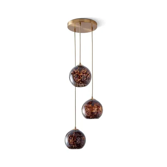 3-Light Cluster Ceiling Light - Brown, Glass