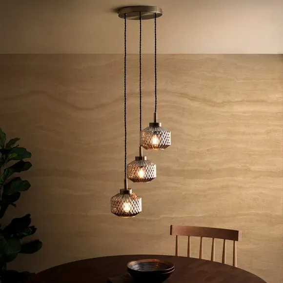 3-Light Cluster Ceiling Light - Grey, Glass