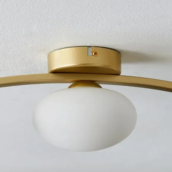 3-Light Semi Flush Ceiling Light - Gold, Metal