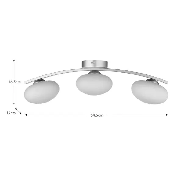 3-Light Semi Flush Ceiling Light - Gold, Metal