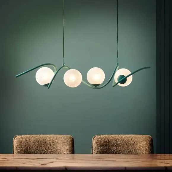 4-Light Adjustable Ceiling Light - Green, Glass
