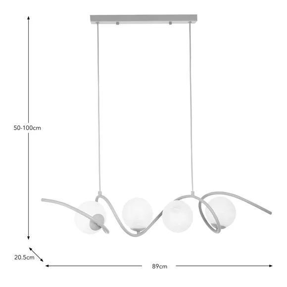 4-Light Adjustable Ceiling Light - Green, Glass