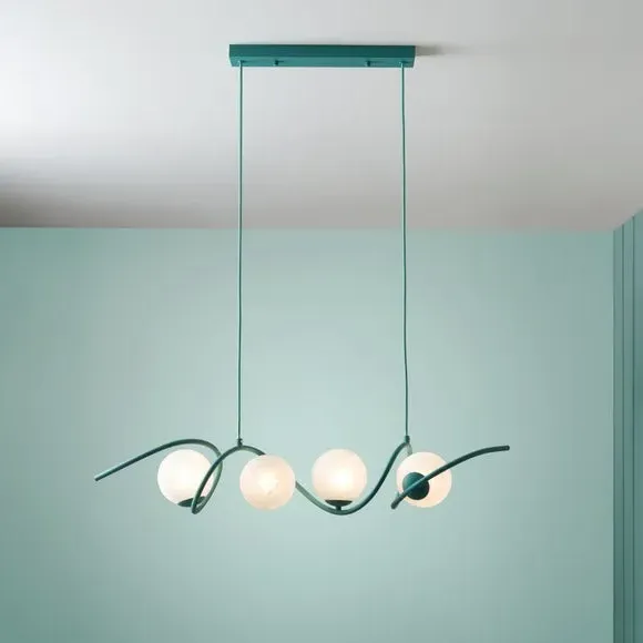 4-Light Adjustable Ceiling Light - Green, Glass image