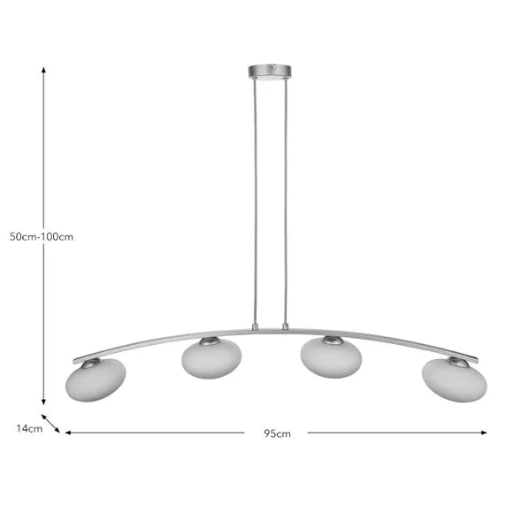 4-Light Adjustable Ceiling Light - White, Metal