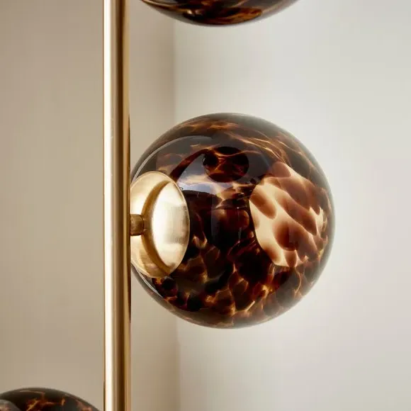 4-Light Floor Lamp - Brown, Steel & Glass