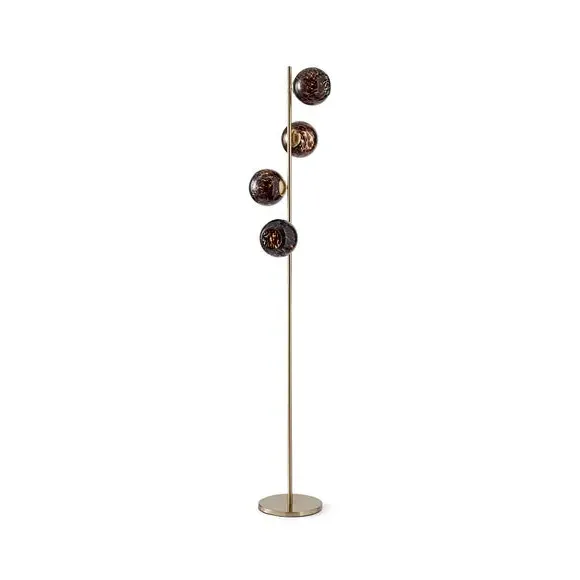 4-Light Floor Lamp - Brown, Steel & Glass