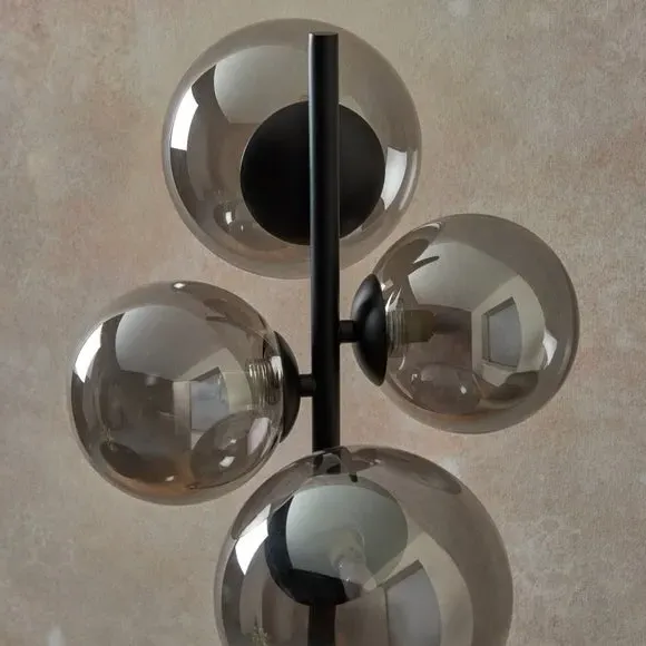 4-Light Floor Lamp with Foot Switch - Black