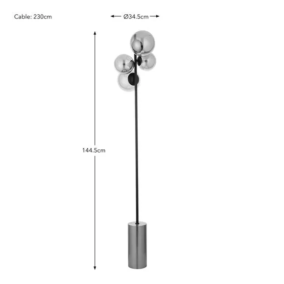 4-Light Floor Lamp with Foot Switch - Black