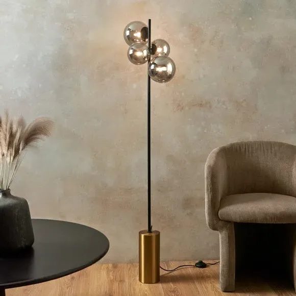 4-Light Floor Lamp with Foot Switch - Black image