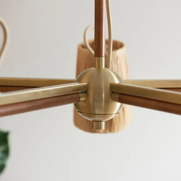 5-Light Adjustable Ceiling Light - Brown, Raffia