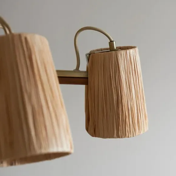 5-Light Adjustable Ceiling Light - Brown, Raffia