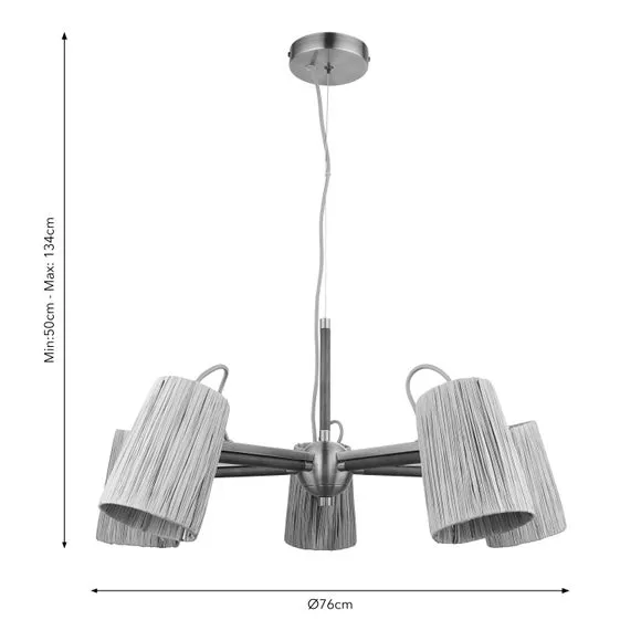 5-Light Adjustable Ceiling Light - Brown, Raffia