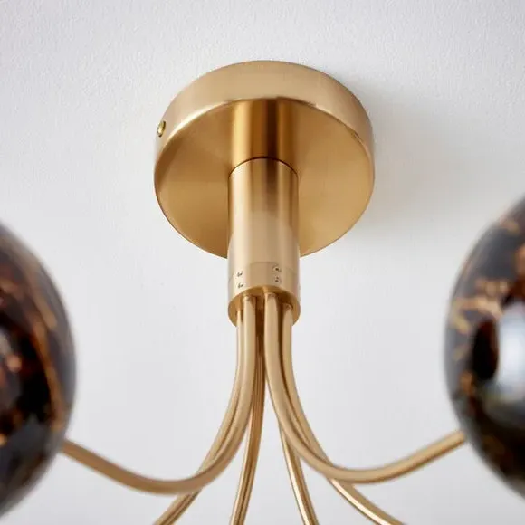 6-Light Ceiling Light - Brown, Steel & Glass