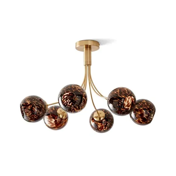 6-Light Ceiling Light - Brown, Steel & Glass