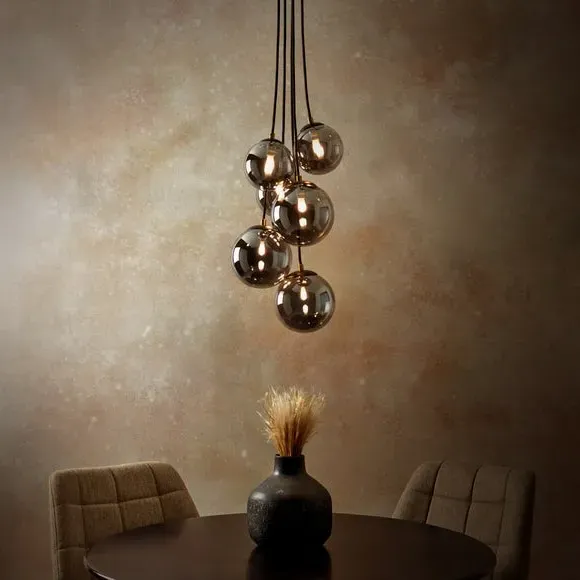 6-Light Cluster Ceiling Light - Black, Glass
