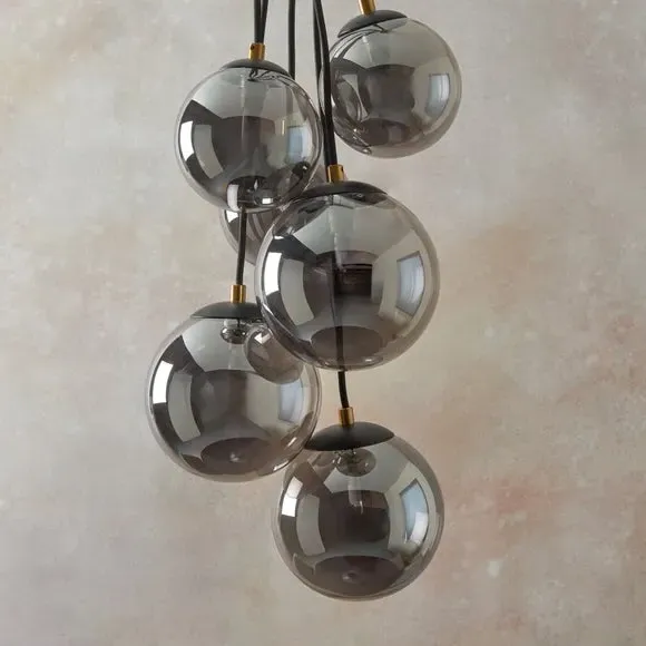 6-Light Cluster Ceiling Light - Black, Glass