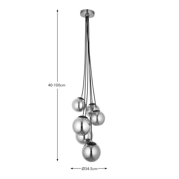 6-Light Cluster Ceiling Light - Black, Glass