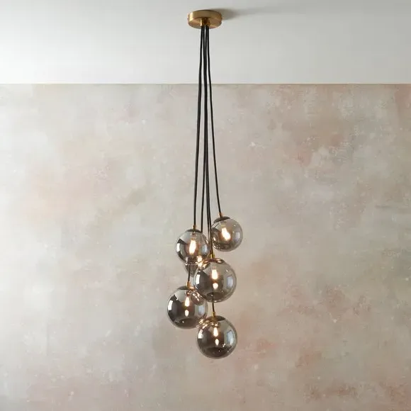 6-Light Cluster Ceiling Light - Black, Glass