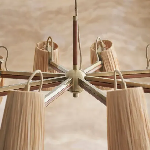 8-Light Ceiling Light Adjustable - Brown, Raffia
