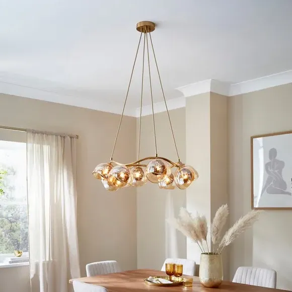 8-Light Ceiling Light - Brown, Glass image
