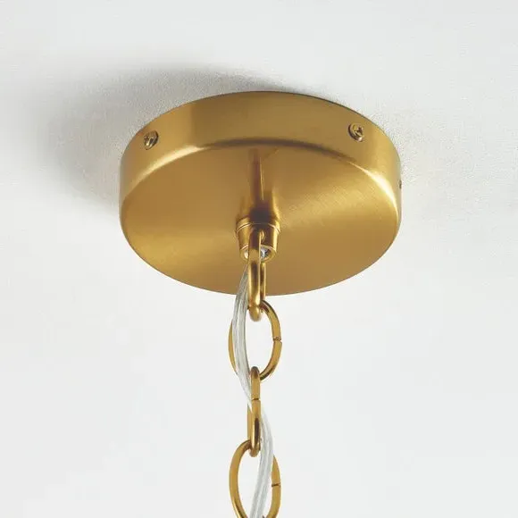 9 Light Adjustable Chandelier - Amber, Brass