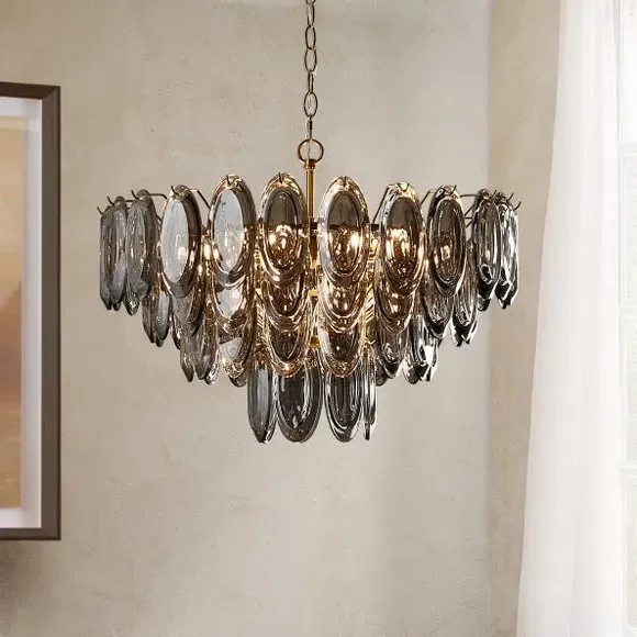 9-Light Adjustable Chandelier - Black, Steel