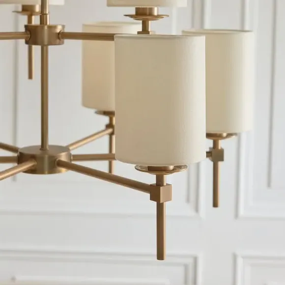 9 Light Adjustable Pendant Light - Natural, Brass