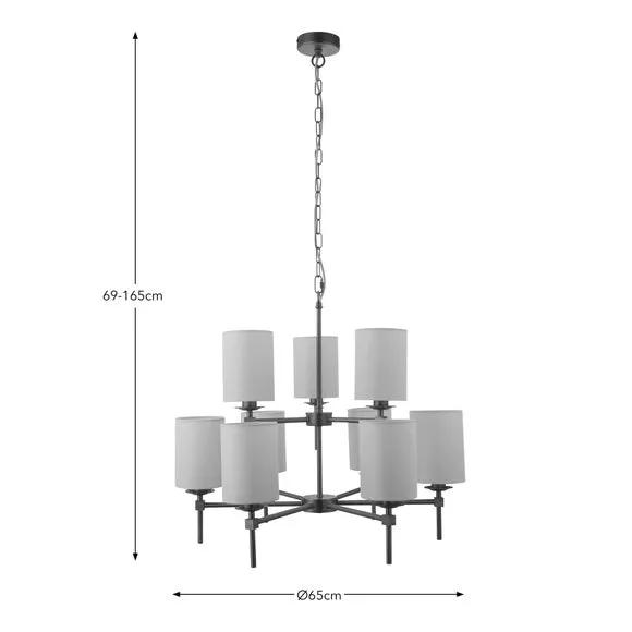 9 Light Adjustable Pendant Light - Natural, Brass