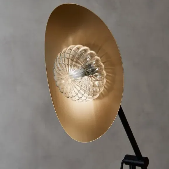 Adjustable Floor Lamp - Black, Brass Effect