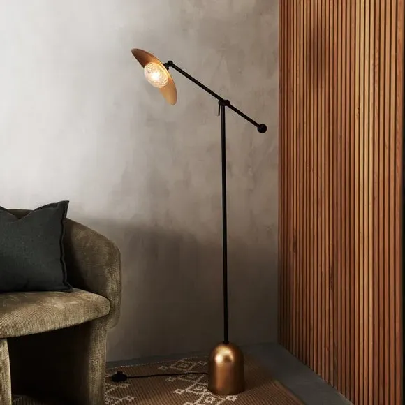 Adjustable Floor Lamp - Black, Brass Effect image